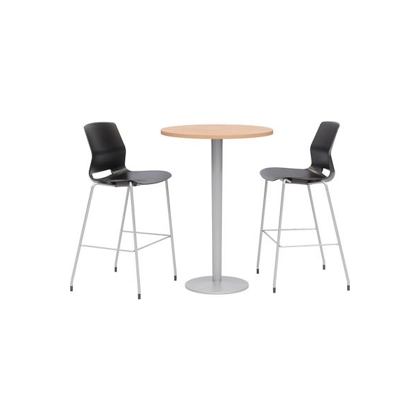 Kfi KFI 20-1/2" Round Bistro Table & 2 Barstool Set, Maple Table With Black Stools - OLTFL30RD-B1922-SL-41-10776-2-OL2700BR-