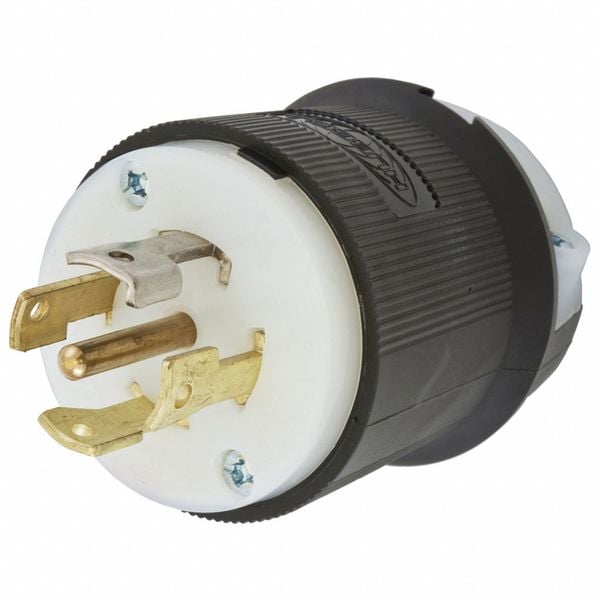 Hubbell HBL2821ST - Twist-Lock® EdgeConnect™ Plug with Spring Termination, 30A, 3P 277/480V, L22-30P, Black and White Nylon - HBL2821ST