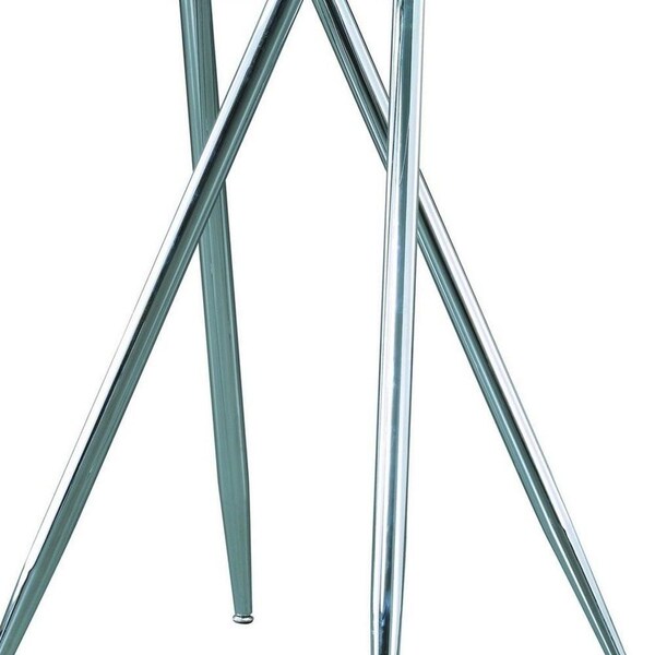 Homeroots Metal Legs Bar Table with Round Tempered Glass Top, Chrome - 383891