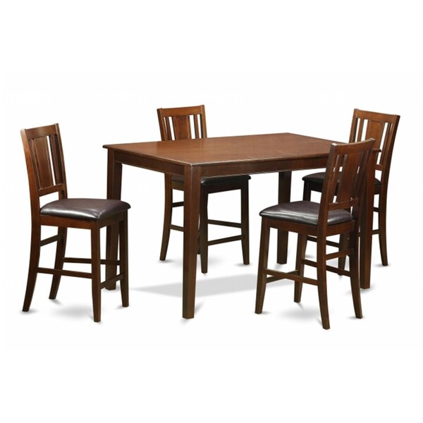 East West Furniture 5 Piece Pub Table Set-Gathering Table and 4 Kitchen Bar Stool - DUBU5H-MAH-LC