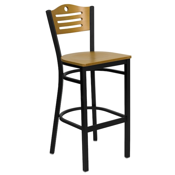 Flash Furniture Square Blk Bar Table, Square w/Black Seats, 30", 30" L, 30" W, 42" H, Laminate Top, Wood Grain - MD-0019-GG