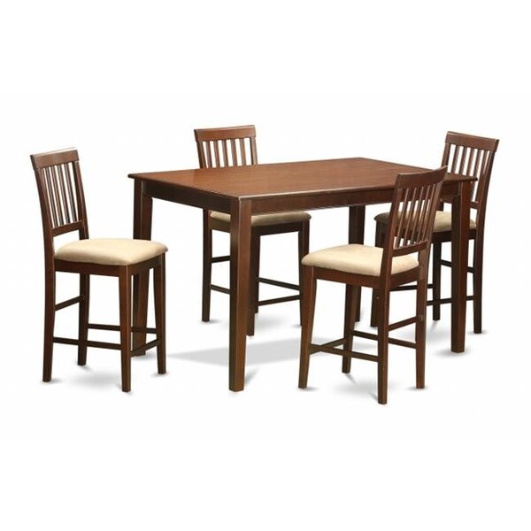East West Furniture East West Furniture DUVN5H-MAH-C 5 Piece Counter Height Table Set- Counter Height Table and 4 Counter Height Chairs - DUVN5H-MAH-C