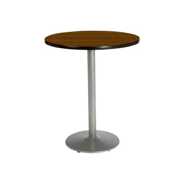 Kfi KFI 30" Round Bar Height Restaurant Table, Walnut Table/Silver Base - T30RD-B1917-SL-WL-38