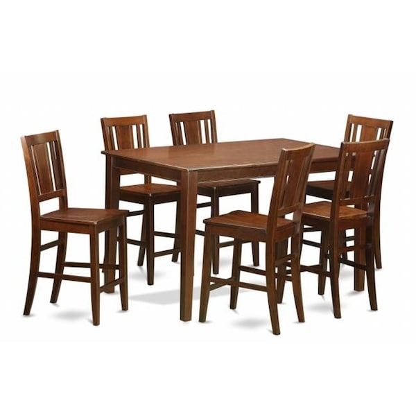 East West Furniture East West Furniture DUBU7H-MAH-W 7 Piece Pub Table Set- Counter Height Table and 6 Counter Height Chair - DUBU7H-MAH-W