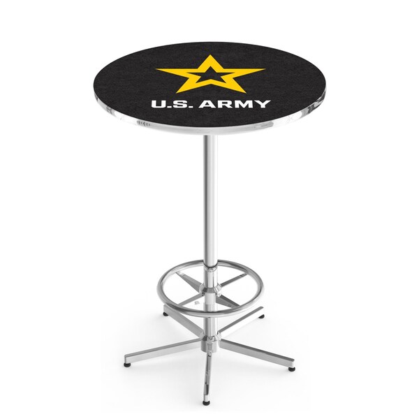 Holland Bar Stool Co 42" Chrome U.S. Army Pub Table, 36" dia. Top - L216C4236ARMY