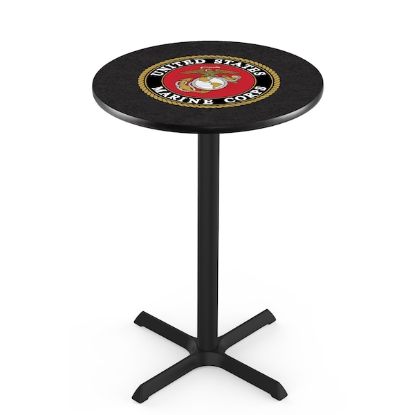 Holland Bar Stool Co 42" Blk Wrinkle U.S. Marines Pub Table, 36" dia. Top - L211B4236MARINE