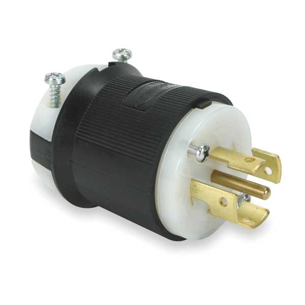 Hubbell 20/10A Twist-Lock Plug 4P 5W 250/600VAC BK/WT - HBL3521C
