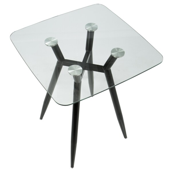 Lumisource Clara Square Counter Table with Black Metal Legs and Clear Glass Top - CT-CLR3030 BKGL