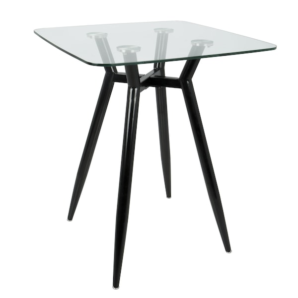 Lumisource Clara Square Counter Table with Black Metal Legs and Clear Glass Top - CT-CLR3030 BKGL