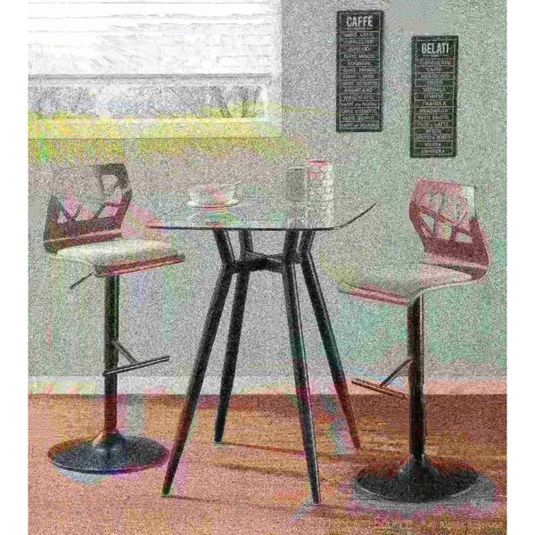 Lumisource Clara Square Counter Table with Black Metal Legs and Clear Glass Top - CT-CLR3030 BKGL