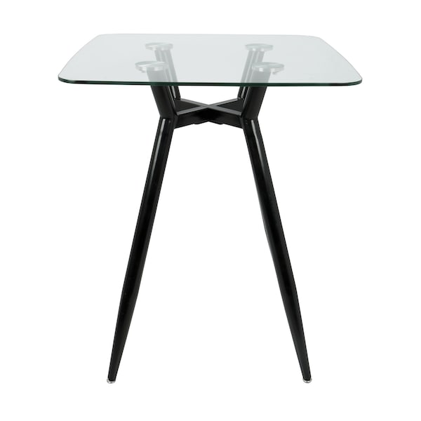 Lumisource Clara Square Counter Table with Black Metal Legs and Clear Glass Top - CT-CLR3030 BKGL