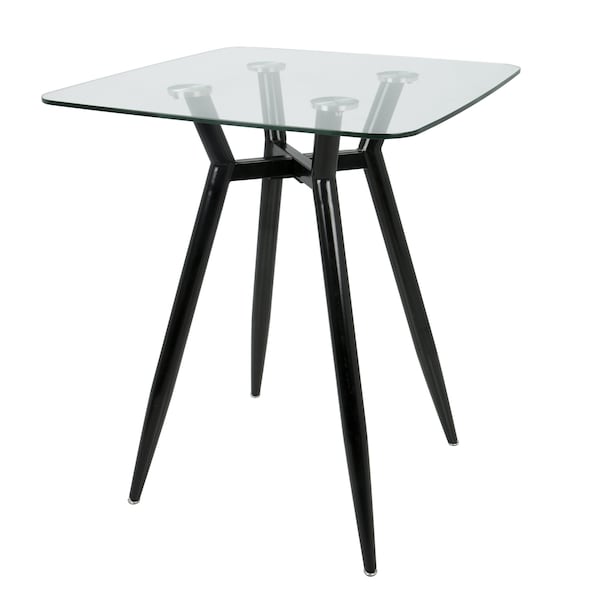 Lumisource Clara Square Counter Table with Black Metal Legs and Clear Glass Top - CT-CLR3030 BKGL