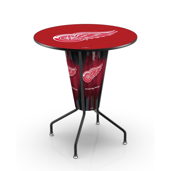 Holland Bar Stool Co Lighted 42" Black Detroit Red Wings Pub Table - L218B42DETRED36RDETRED