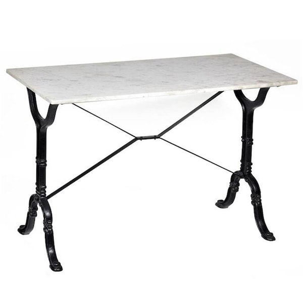 Carolina Forge 36 in. High Vera Marble Top Bar Table, White - MT3642WHTBLK