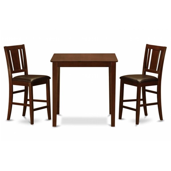 East West Furniture 3 Piece Counter Height Table-Pub Table and 2 Dinette Chairs - VNBU3-MAH-LC