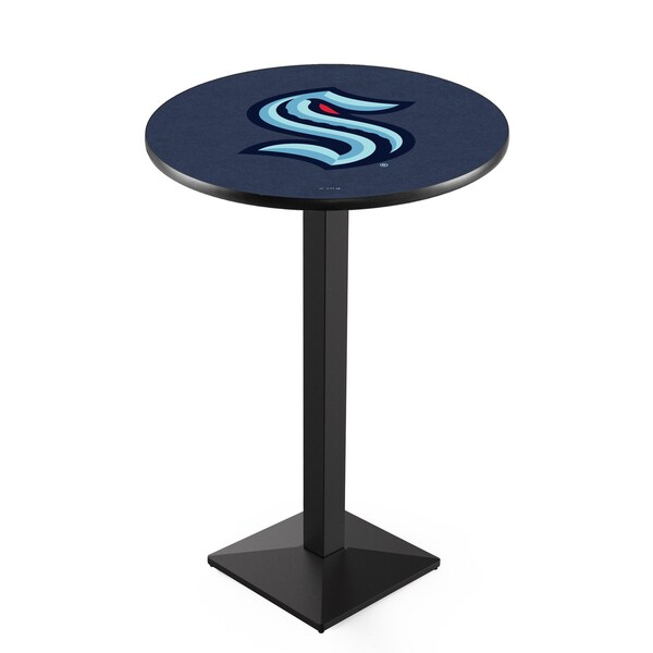 Holland Bar Stool Co 42" Black Wrinkle Seattle Kraken Pub Table with 36" dia. top - L217B4236SEAKRK