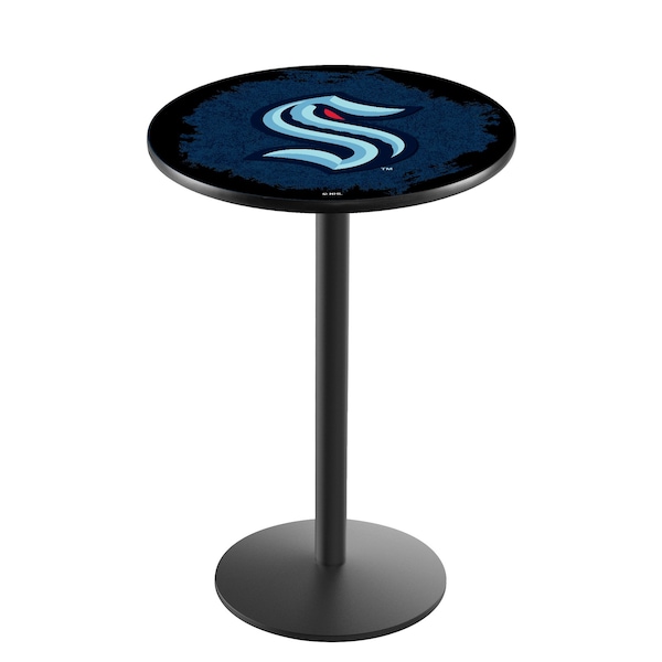 Holland Bar Stool Co 36" Black Wrinkle Seattle Kraken Pub Table - L214B3628SEAKRK