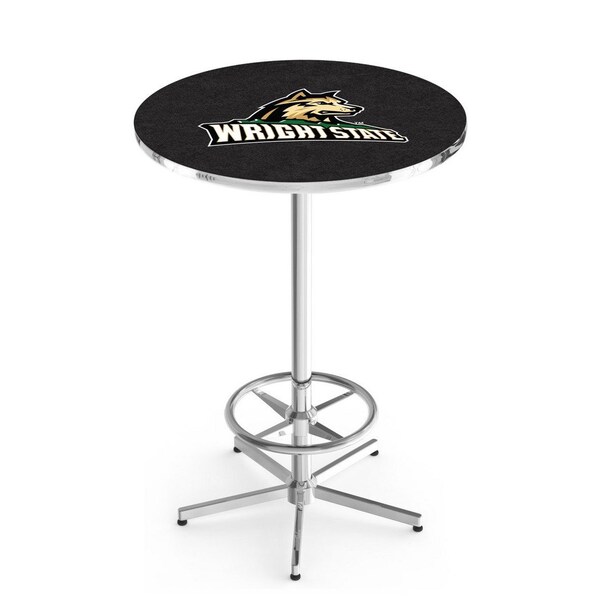 Holland Bar Stool Co 42" Chrome Wright State Pub Table, 36" dia. Top - L216C4236WRTSTU