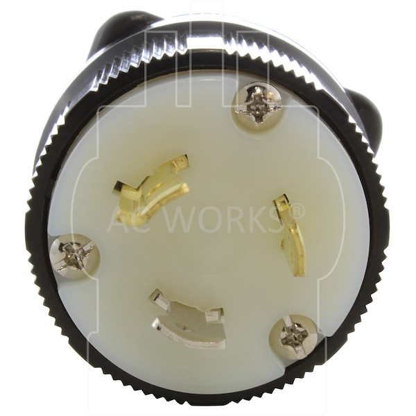 Ac Works NEMA L7-20P 20A 277V 3-Prong Locking Male Plug with UL, C-UL Approval in Black - ASL720P-BK