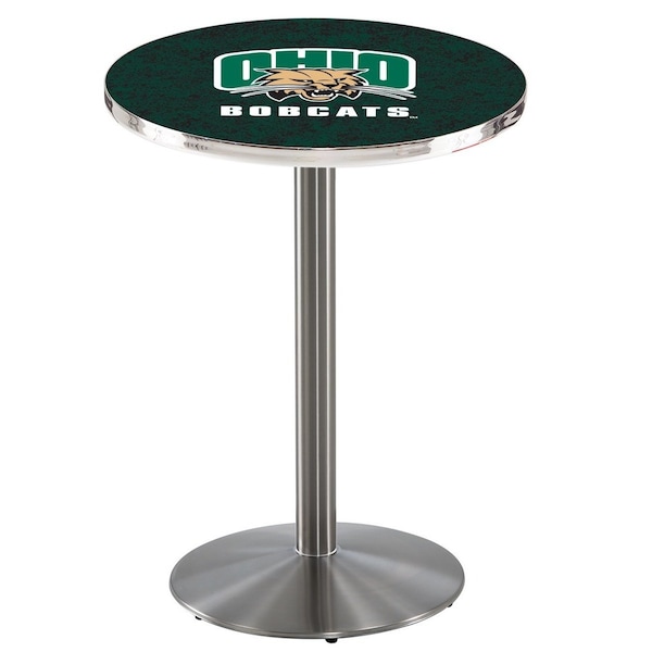 Holland Bar Stool Co 42" Stainless Steel Ohio University Pub Table, 36" dia. Top - L214S4236UNIVOH