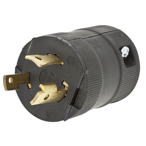 Hubbell 30A Locking Plug 2P 3W 250VAC L6-30P BK - HBL2621VBK