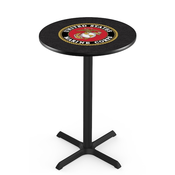 Holland Bar Stool Co 36" Blk Wrinkle U.S. Marines Pub Table - L211B3628MARINE