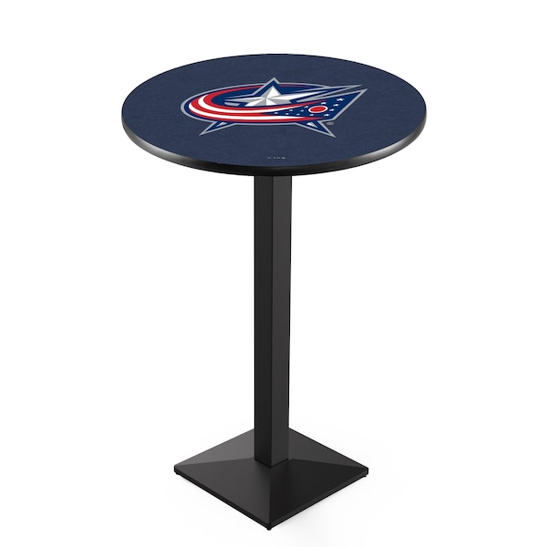 Holland Bar Stool Co 42" Blk Wrinkle Columbus Blue Jackets Pub Table, 36" dia. Top - L217B4236COLBLU