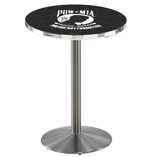 Holland Bar Stool Co 36" Stainless Steel POW/MIA Pub Table - L214S3628POWMIA