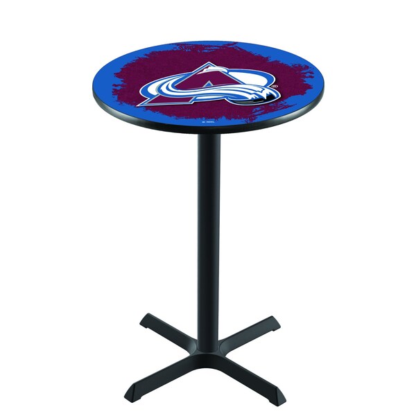 Holland Bar Stool Co 36" Blk Wrinkle Colorado Avalanche Pub Table - L211B3628COLAVA