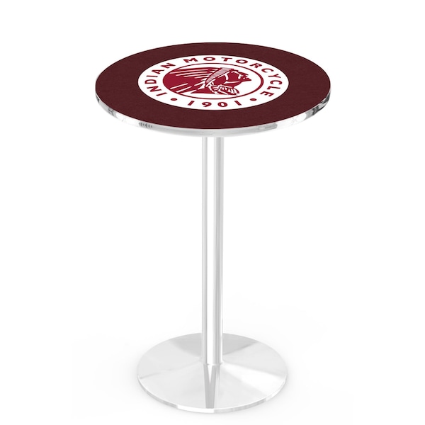 Holland Bar Stool Co 42" Chrome Indian Motorcycle Pub Table, 36" dia. Top - L214C4236INDN-HD