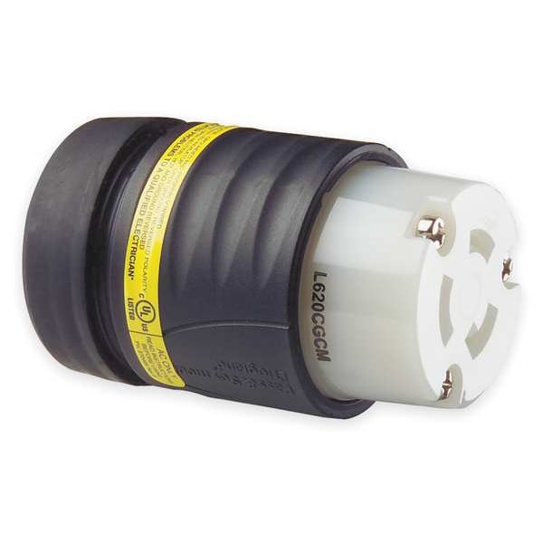 Legrand 20A Locking Connector 2P 3W 250VAC L6-20R BK/WT - L620CGCM