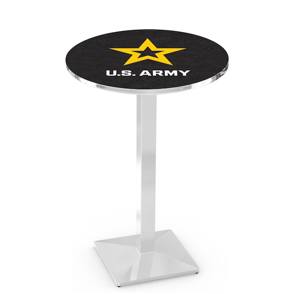 Holland Bar Stool Co 42" Chrome U.S. Army Pub Table, 36" dia. Top - L217C4236ARMY