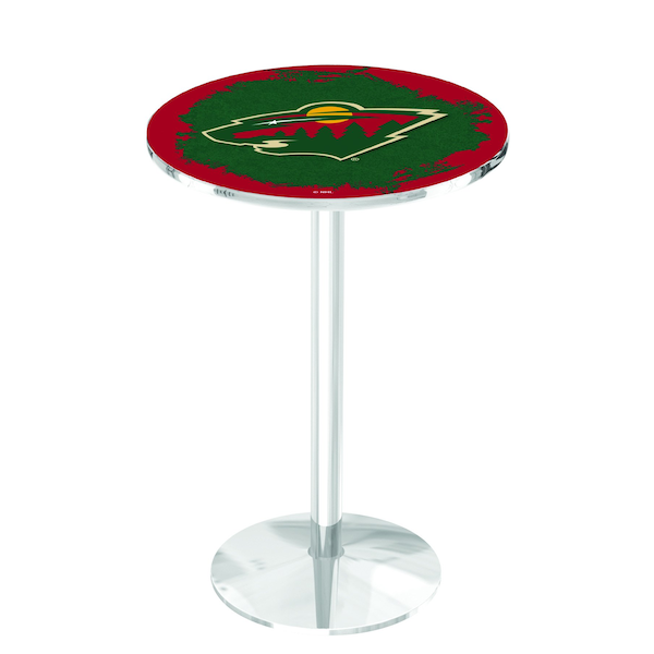 Holland Bar Stool Co 36" Chrome Minnesota Wild Pub Table - L214C3628MINWLD