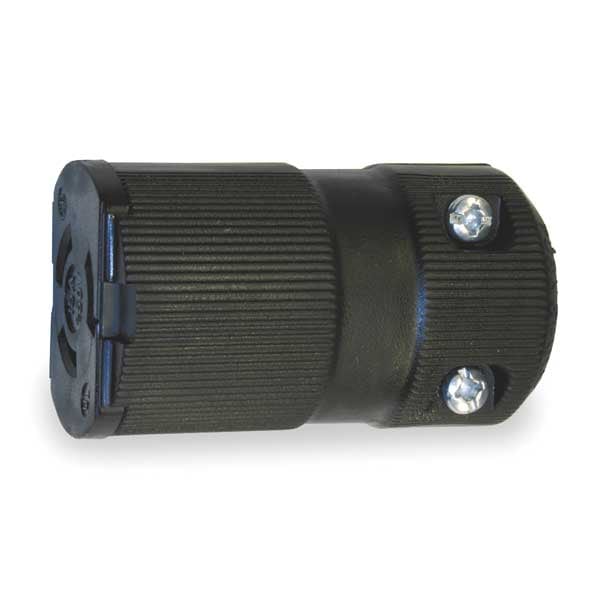 Hubbell 15A Midget Locking Connector 2P 3W 120VAC L5-15R BK - HBL4729VBK
