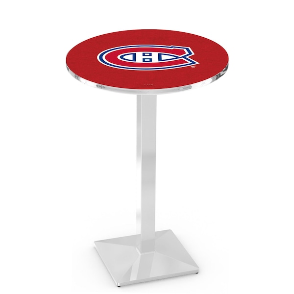 Holland Bar Stool Co 42" Chrome Montreal Canadiens Pub Table, 36" dia. Top - L217C4236MONCAN