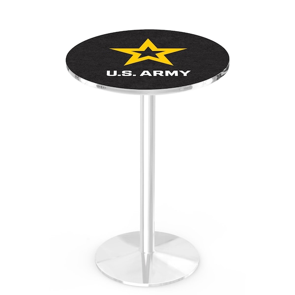 Holland Bar Stool Co 42" Chrome U.S. Army Pub Table, 36" dia. Top - L214C4236ARMY