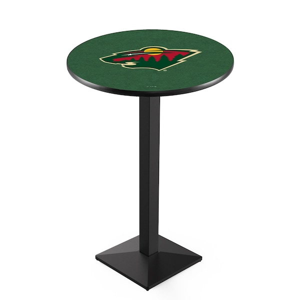Holland Bar Stool Co 42" Blk Wrinkle Minnesota Wild Pub Table, 36" dia. Top - L217B4236MINWLD