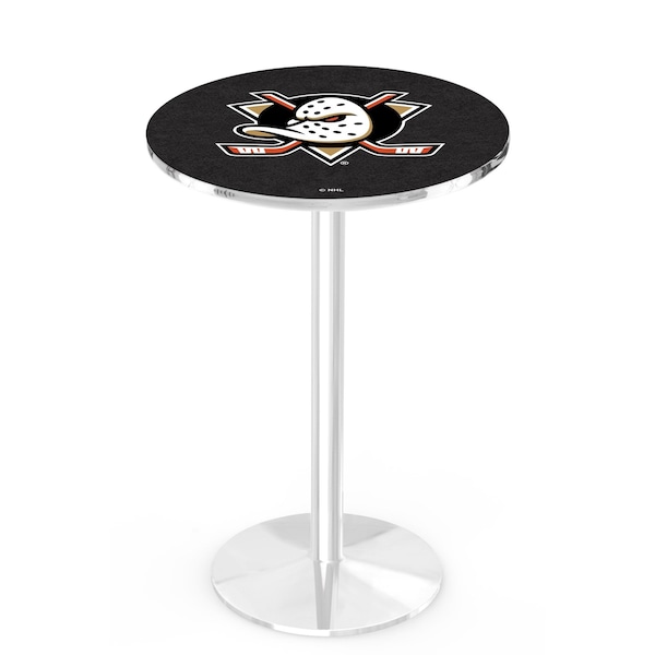 Holland Bar Stool Co 42" Chrome Anaheim Ducks Pub Table, 36" dia. Top - L214C4236ANADKS