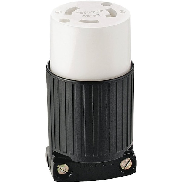 Eaton Wiring Devices Twist Lock Connector, 2 -Pole, 30 A, 125/250 V, NEMA: NEMA L5-30, Black/White - L530C