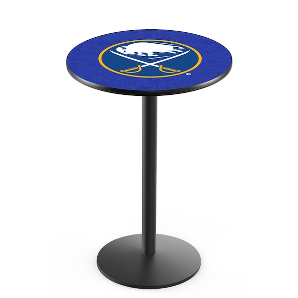Holland Bar Stool Co 42" Blk Wrinkle Buffalo Sabres Pub Table, 36" dia. Top - L214B4236BUFSAB