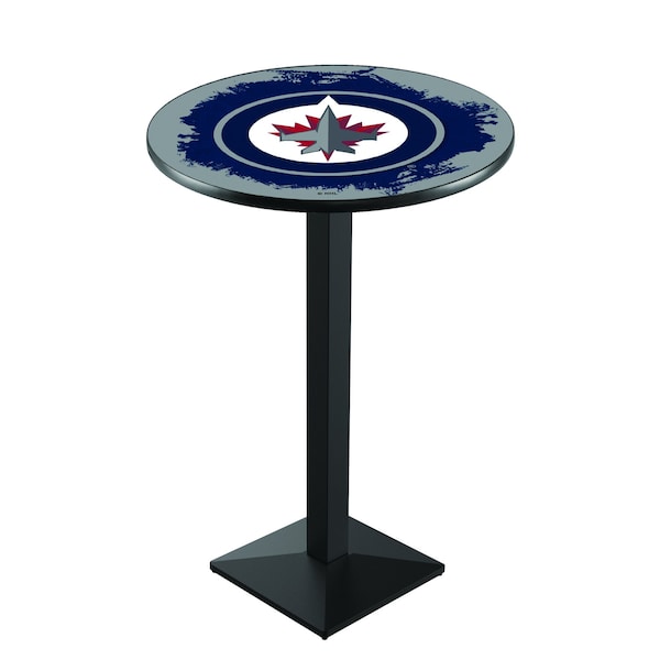 Holland Bar Stool Co 42" Blk Wrinkle Winnipeg Jets Pub Table - L217B4228WINJET