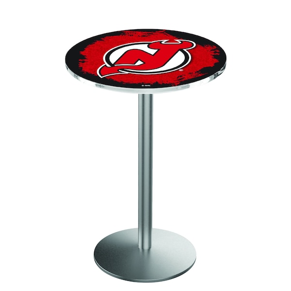 Holland Bar Stool Co 42" Stainless Steel New Jersey Devils Pub Table - L214S4228NJDEVL