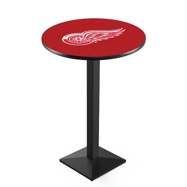 Holland Bar Stool Co 36" Blk Wrinkle Detroit Red Wings Pub Table, 36" dia. Top - L217B3636DETRED