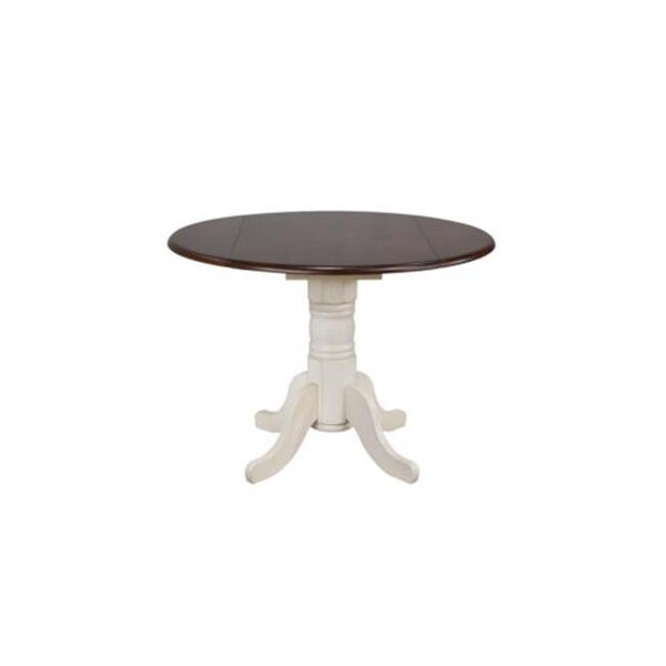 Sunset Trading Sunset Trading DLU-ADW4242CB-AW Round Drop Leaf Pub Table - Antique White with Chestnut Top - DLU-ADW4242CB-AW