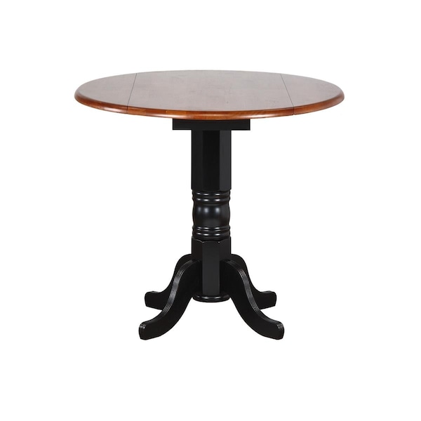Sunset Trading 42 in. Round Drop Leaf Pub Table Set with Napoleon Stools - 3 Piece - DLU-TPD4242CB-B50-BCH3PC