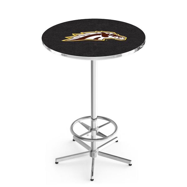 Holland Bar Stool Co 42" Chrome Western Michigan Pub Table, 36" dia. Top - L216C4236WESTMI
