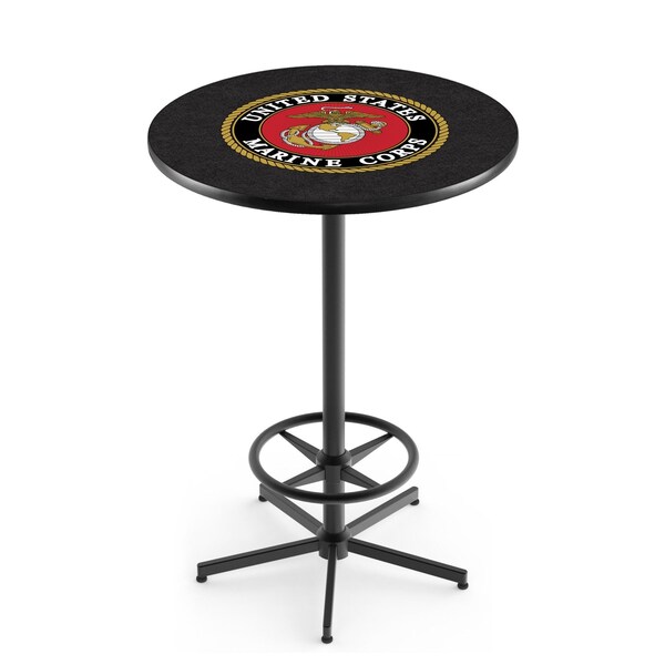 Holland Bar Stool Co 42" Black U.S. Marines Pub Table - L216B4236MARINE