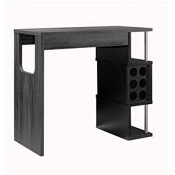 Benjara Transitional Style Wooden Bar Table with 3 Tier Side Shelves - Gray - 42 x 23 x 47 in. - BM204136