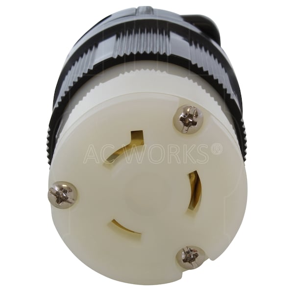 Ac Works NEMA L7-20R 20A 277V 3-Prong Locking Female Connector with UL, C-UL Approval in Black - ASL720R-BK