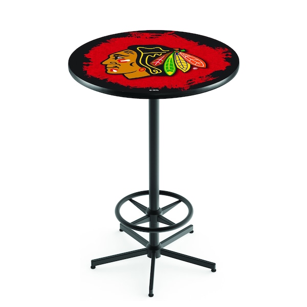 Holland Bar Stool Co 42" Black Chicago Blackhawks Pub Table - L216B4228CHIHWK-R
